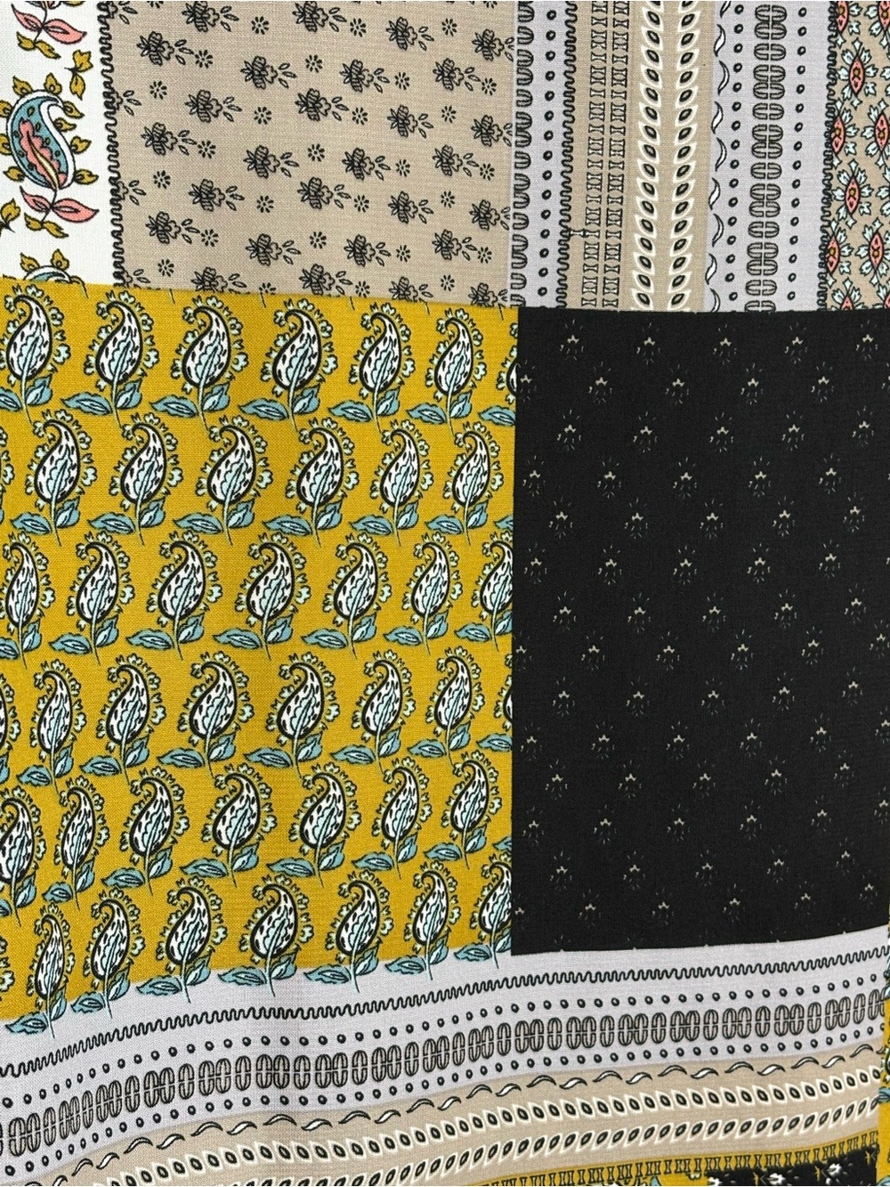 Bucketlist Patchwork Paisley Boho Button Down Blouse Mustard L - Picture 7 of 9